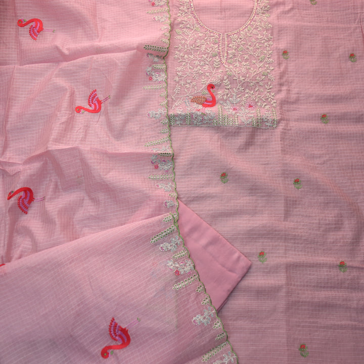Raabta Tulip Lilac Zari Embellished Neck Work Kota Doriya Suit Set