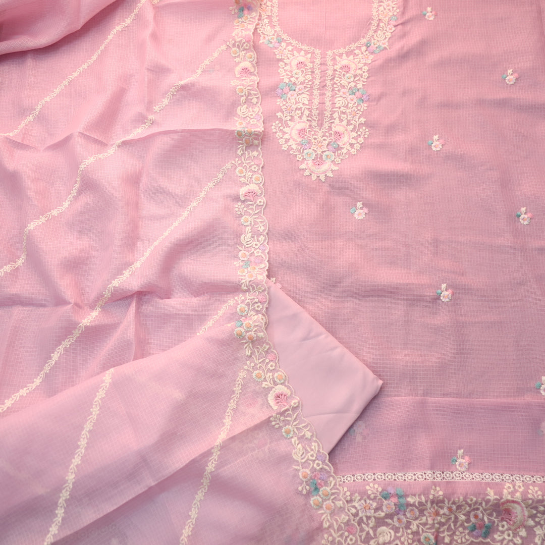 Noorani Lavender Purple Thread Embroidered Neck Work Kota Doriya Suit Set
