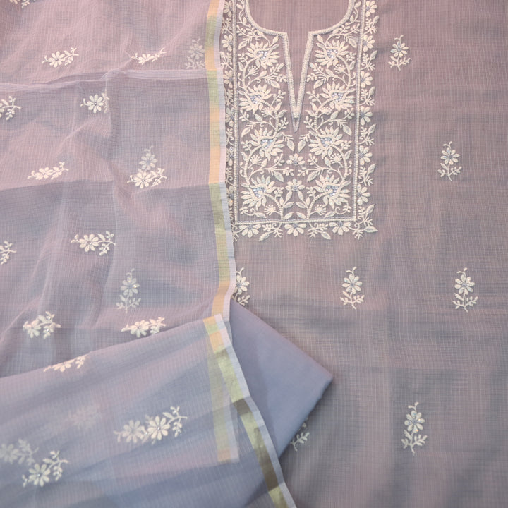 Sahiba Slate Gray Sequence Work Thread Neck Kota Doriya Suit Set