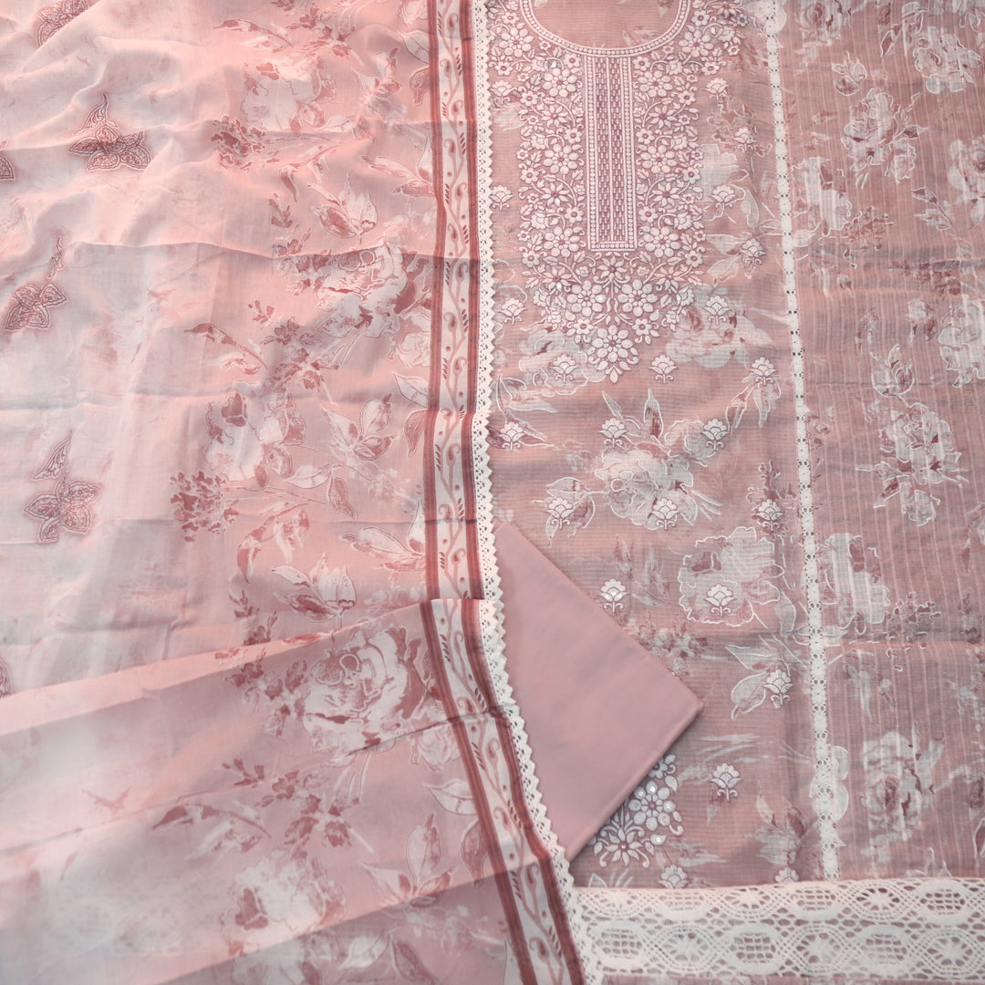 Noor Mauve Taupe Thread Embroidered Neck Work Kota Doriya Suit