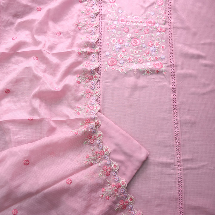 Rahiya Frosty Lilac Thread Embroidered Neck Work Kota Doriya Suit