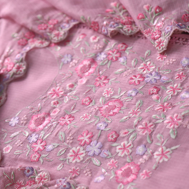 Rahiya Frosty Lilac Thread Embroidered Neck Work Kota Doriya Suit