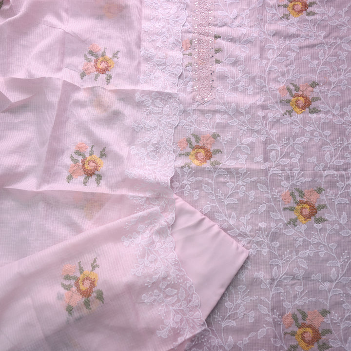 Kakashi Baby Pink All Over Thread Embroidered with Kardana Work Kota Doriya Set