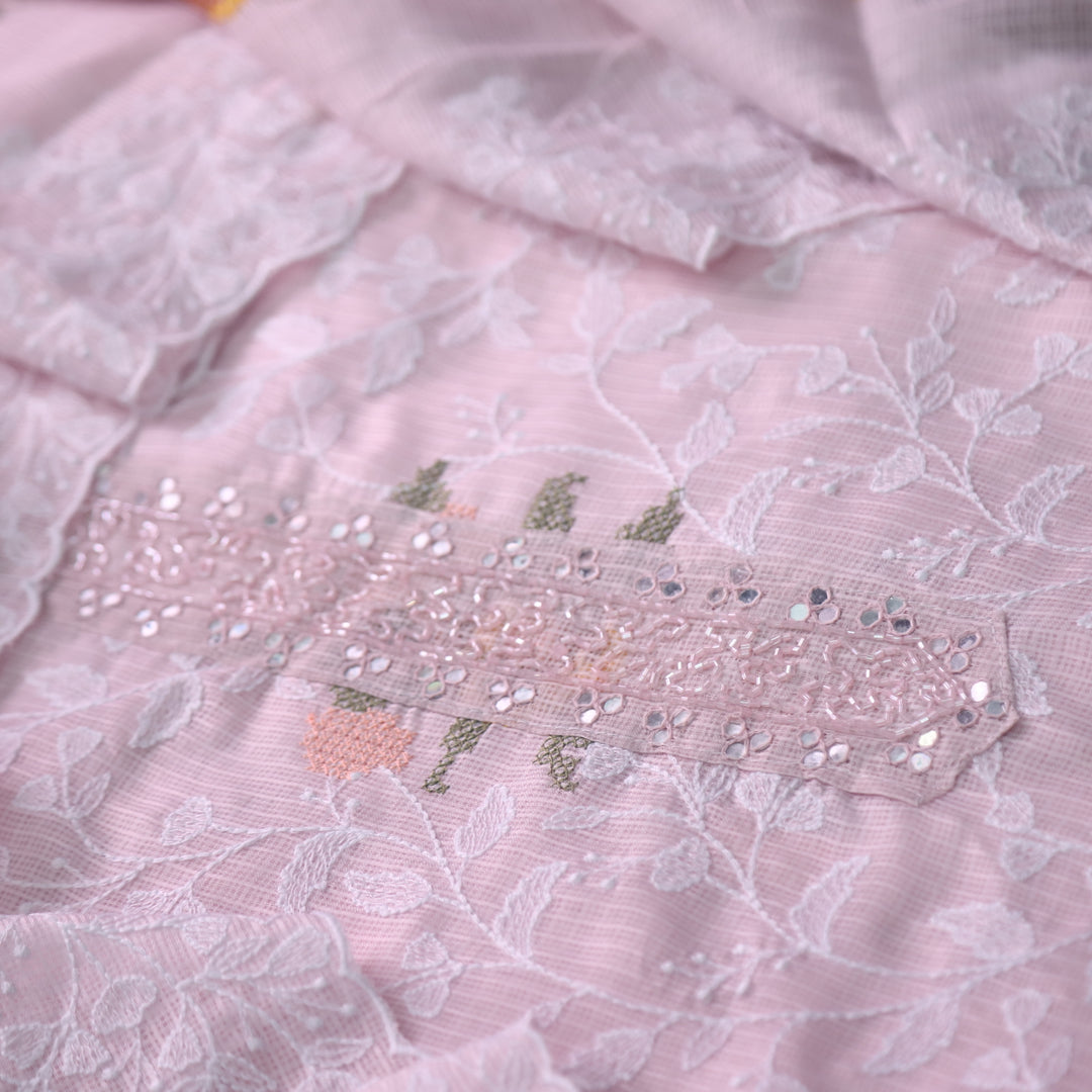 Kakashi Baby Pink All Over Thread Embroidered with Kardana Work Kota Doriya Set