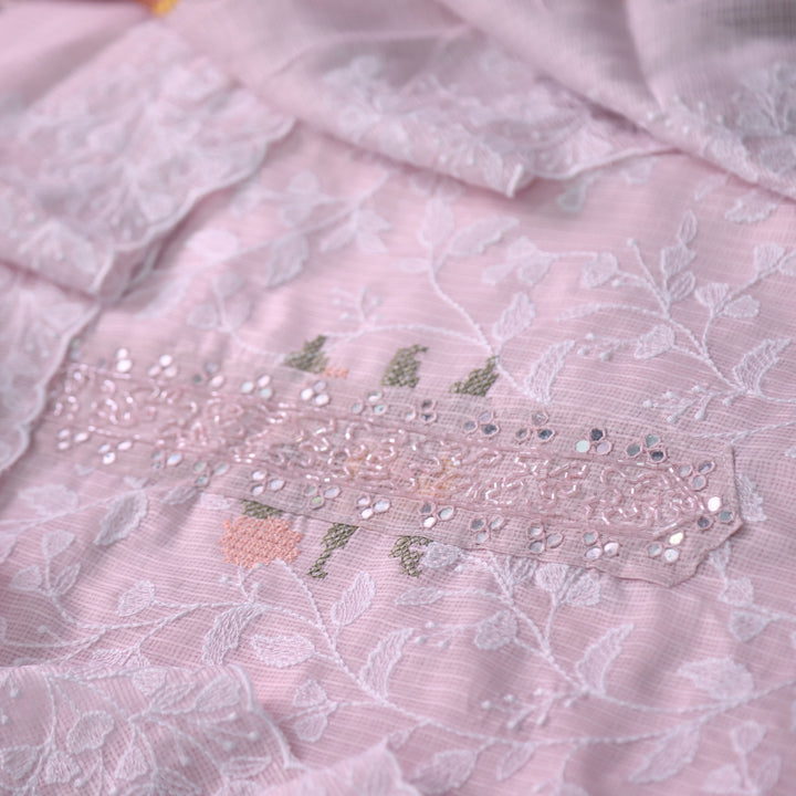 Kakashi Baby Pink All Over Thread Embroidered with Kardana Work Kota Doriya Set