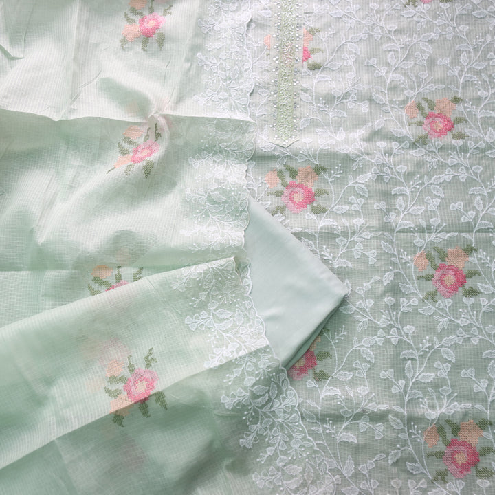 Kakashi Mohito Mint All Over Thread Embroidered with Kardana Work Kota Doriya Set