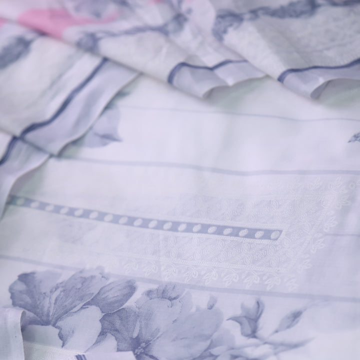 Madhubala Fossil Gray All Over Check Printed Work Cotton Suit Set