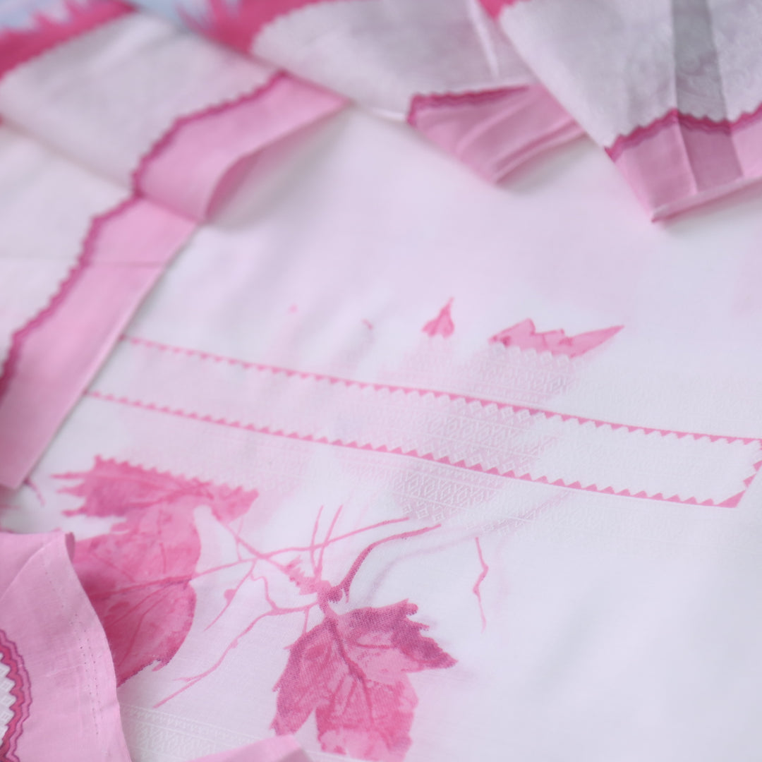 Madhubala Baby Pink All Over Check Printed Work Cotton Suit Set