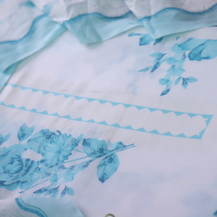 Madhubala Crystel Blue All Over Check Printed Work Cotton Suit Set
