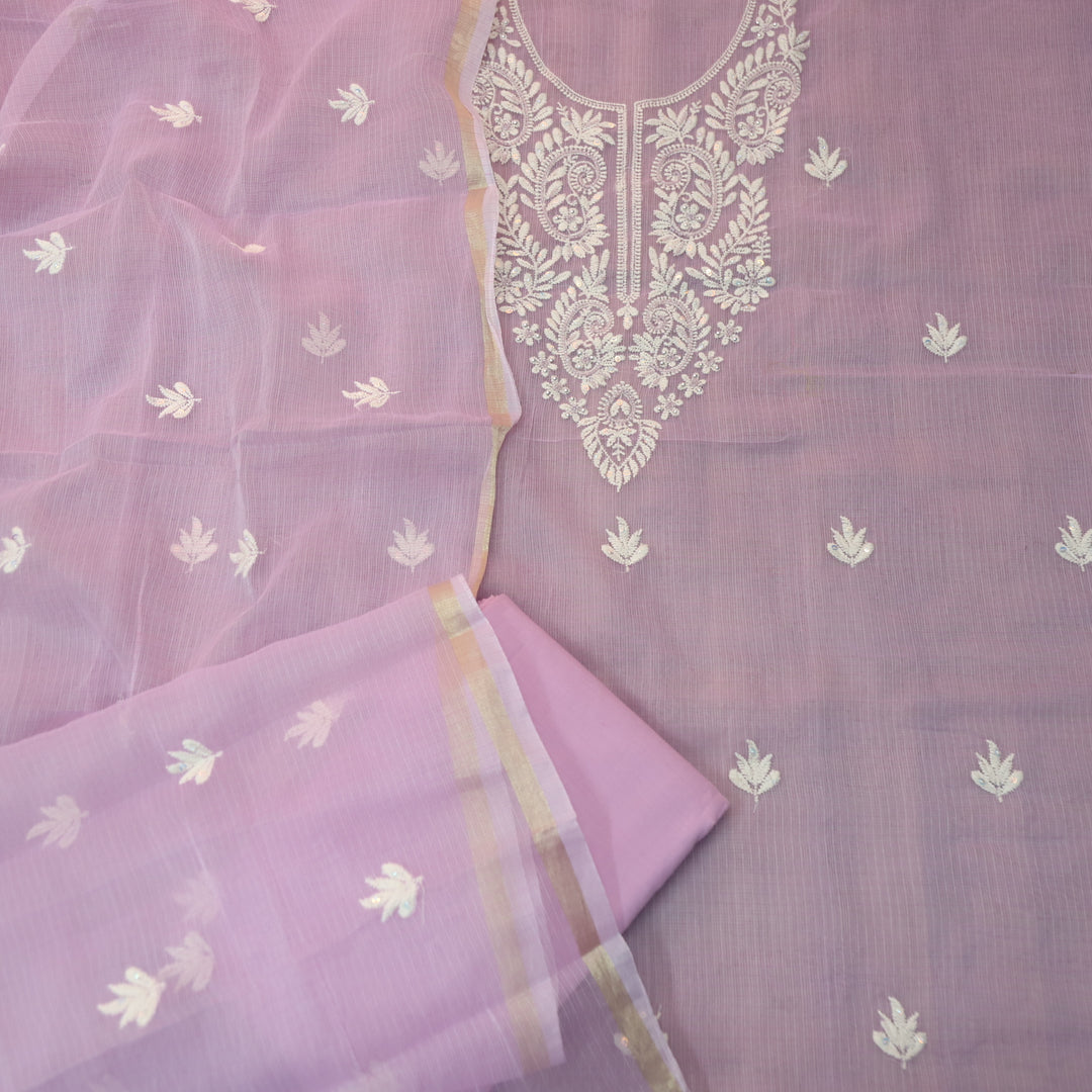 Sundri Lavish Lavender Moti Work with Thread Neck Kota Doriya Suit Set-D2