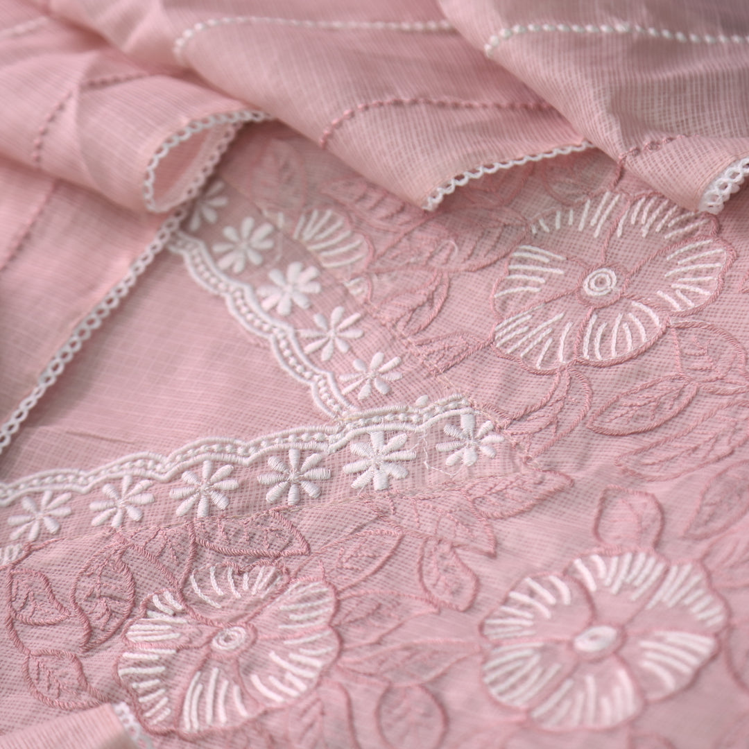 Meherba Skin Mauve V Neck lace All Over Thread Work Kota Doriya Suit Set