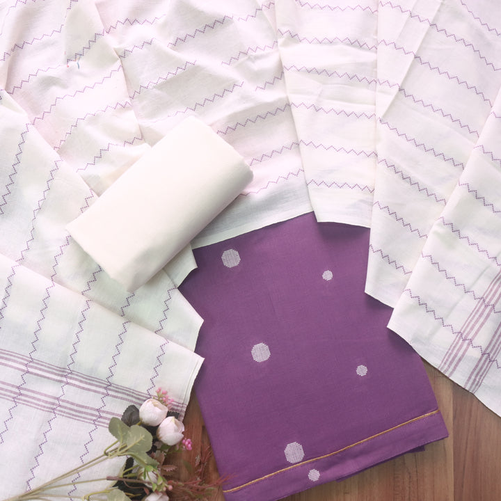 Wamiqa Rapsberry Purple All Over Thread Weaved Buti Work Cotton Suit Set