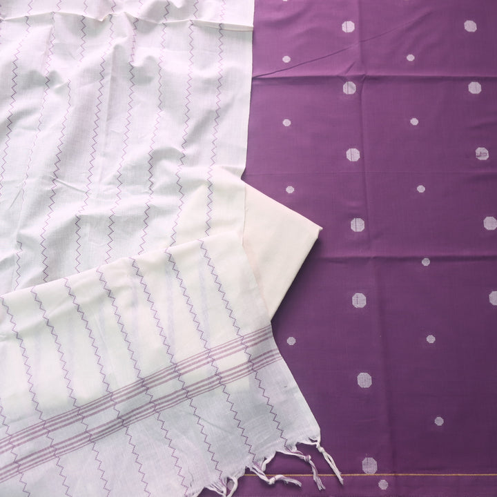 Wamiqa Rapsberry Purple All Over Thread Weaved Buti Work Cotton Suit Set