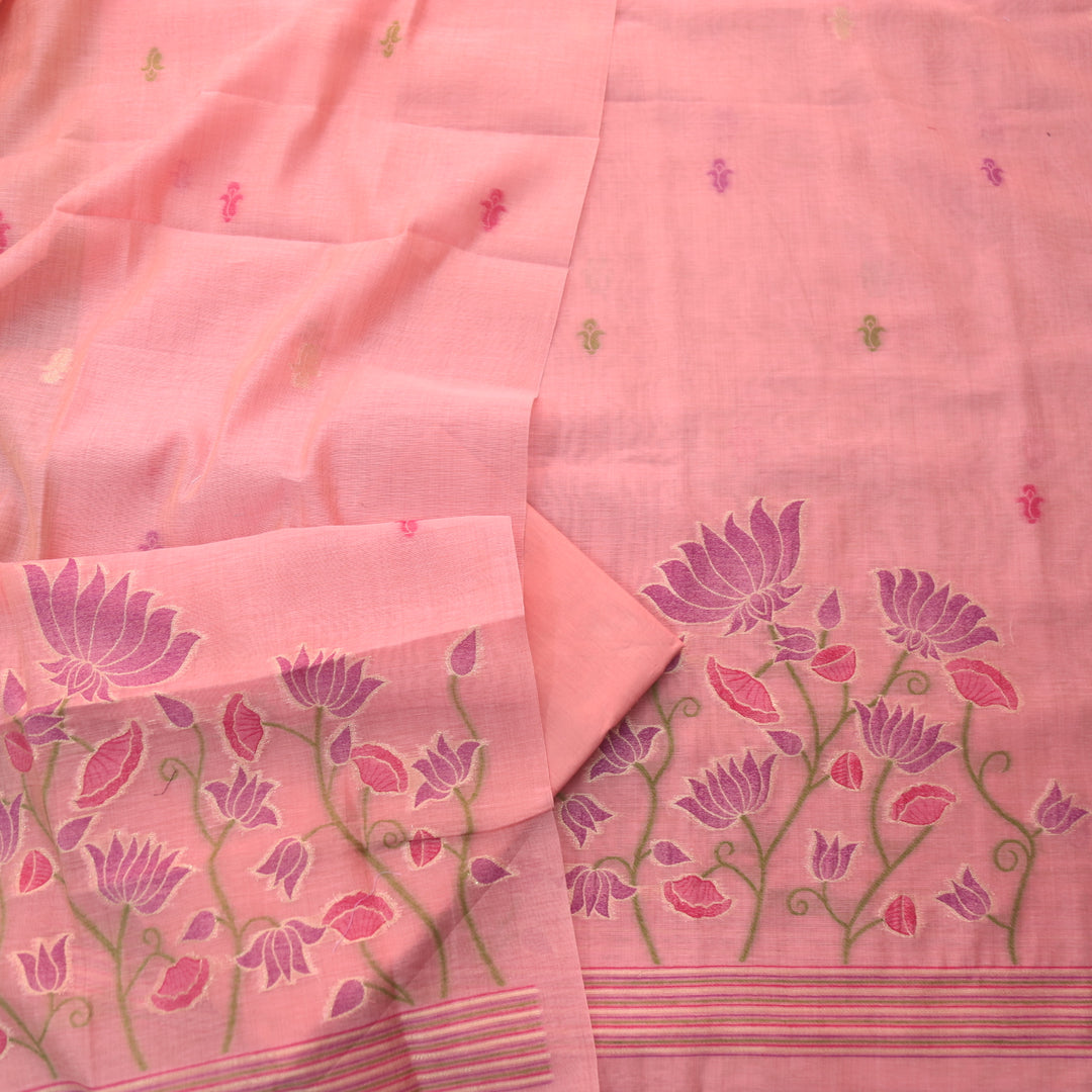 Khayal Lemonade Pink Pichwai Authentic Jamdani Weaved Chanderi Suit Set