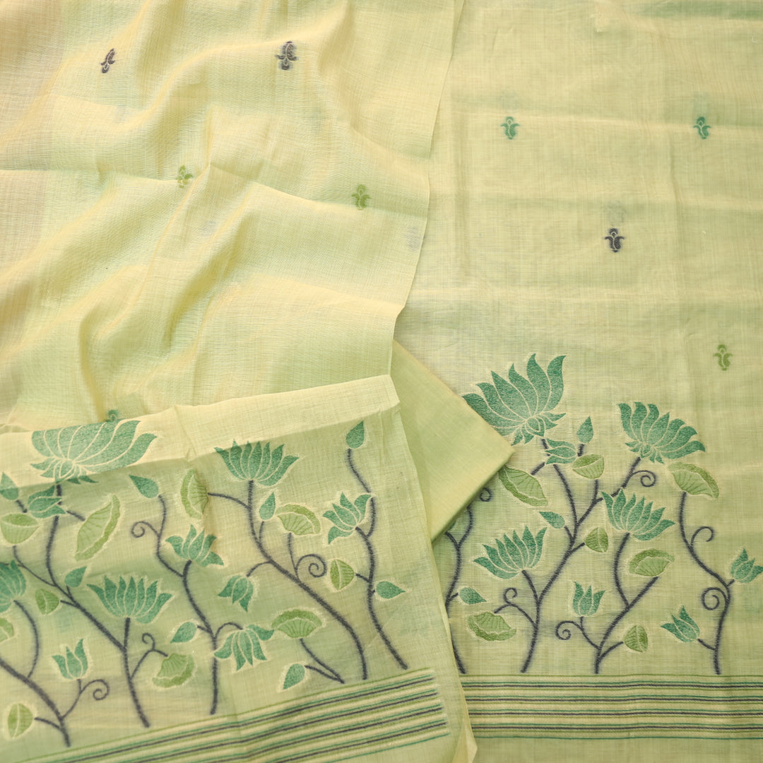 Khayal Mojito Mint Pichwai Authentic Jamdani Weaved Chanderi Suit Set