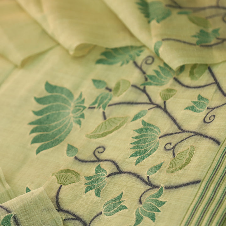 Khayal Mojito Mint Pichwai Authentic Jamdani Weaved Chanderi Suit Set
