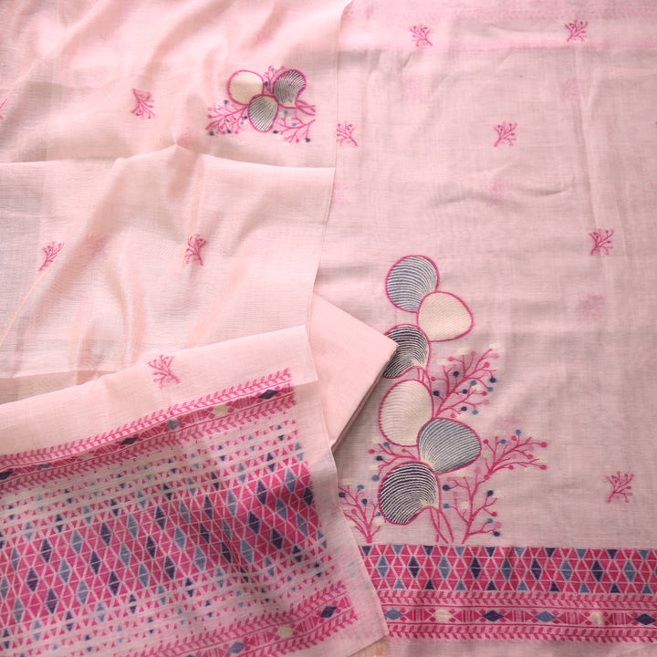 Riwayat Petal Pink  Zari with Floral Authentic Jamdani Weaved Suit Set