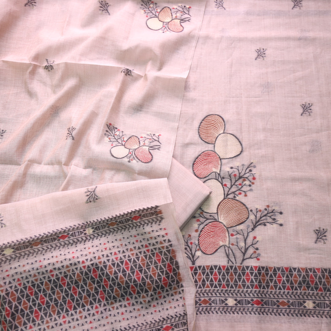 Riwayat Dusty Tan Zari with Floral Authentic Jamdani Weaved Suit Set