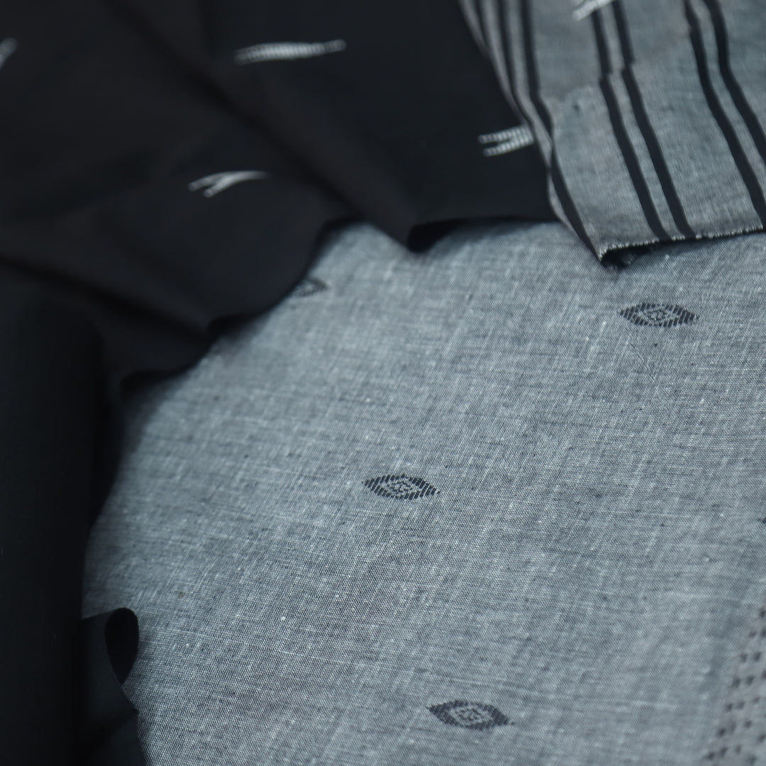 Reshmi Charcoal Gray All Over Thread Weaved Handloom Cotton Suit Set