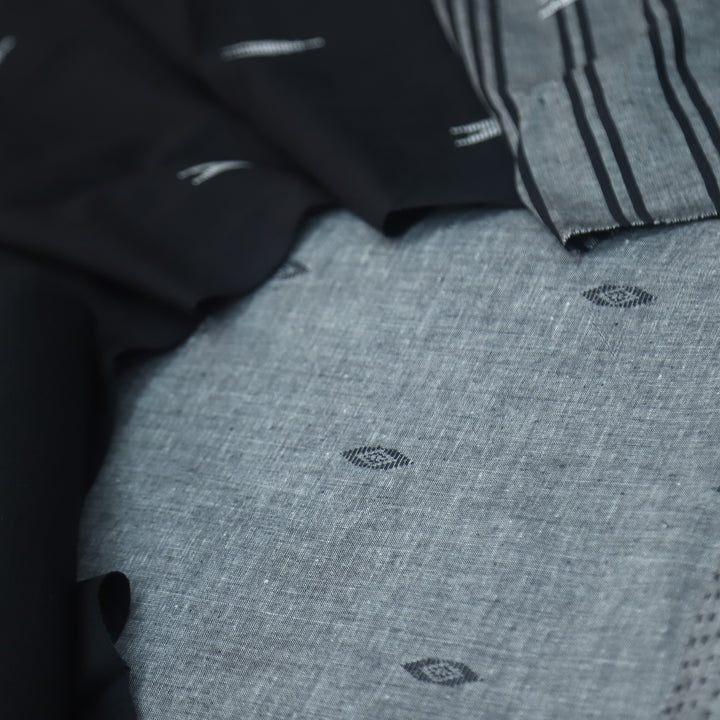 Reshmi Charcoal Gray All Over Thread Weaved Handloom Cotton Suit Set