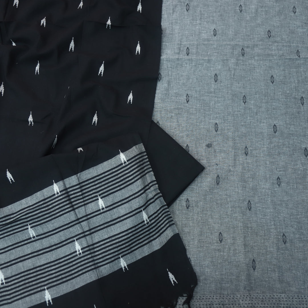 Reshmi Charcoal Gray All Over Thread Weaved Handloom Cotton Suit Set