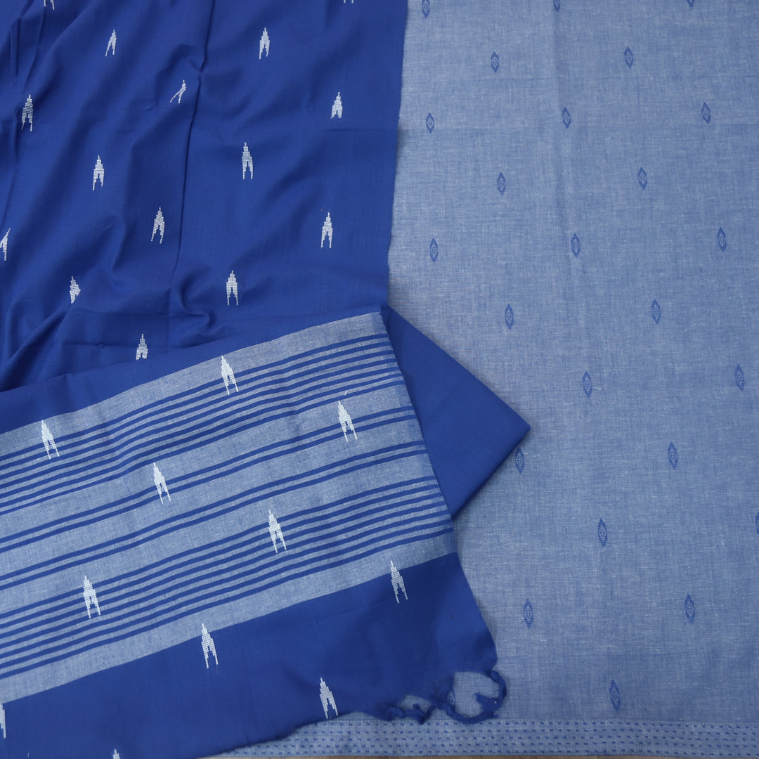 Reshmi Denim Blue All Over Thread Weaved Handloom Cotton Suit Set