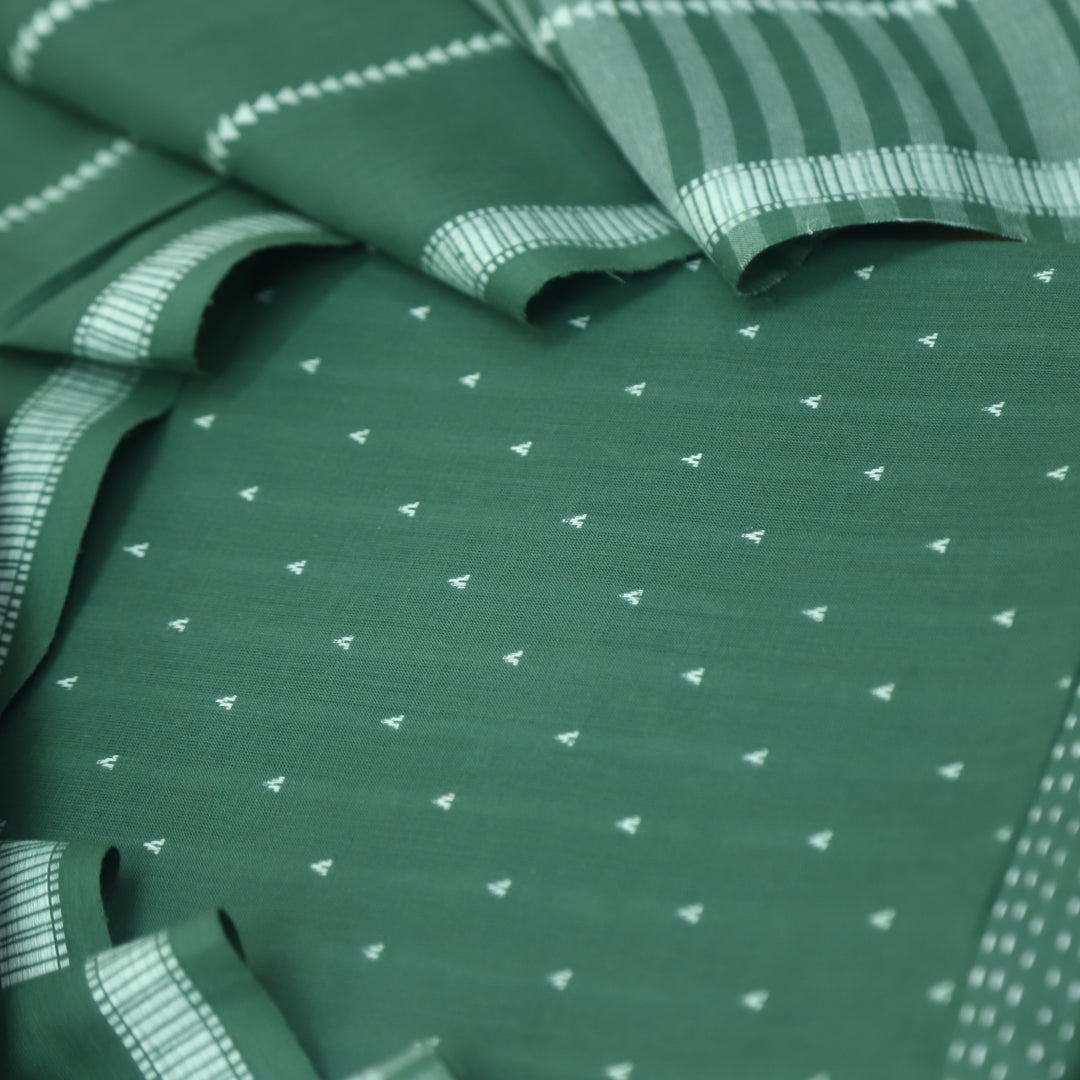 Reshmi Olive Sage Green All Over Thread Weaved Handloom Cotton Suit Set