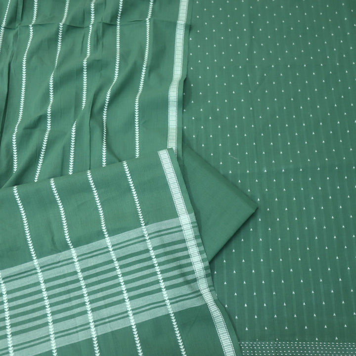 Reshmi Olive Sage Green All Over Thread Weaved Handloom Cotton Suit Set
