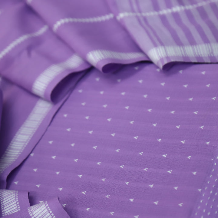 Reshmi Pale Pastel Lilac All Over Thread Weaved Handloom Cotton Suit Set