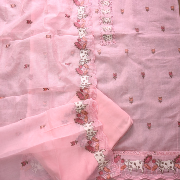 Khayal Blush Pink Pichwai Thread Embroidery Neck Work Kota Doriya Set