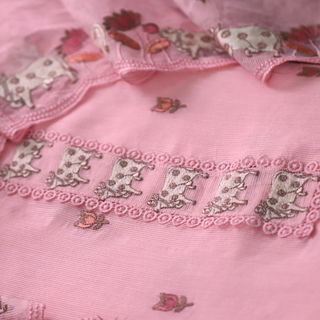 Khayal Blush Pink Pichwai Thread Embroidery Neck Work Kota Doriya Set