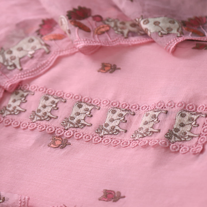 Khayal Blush Pink Pichwai Thread Embroidery Neck Work Kota Doriya Set