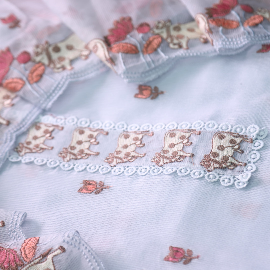 Khayal Fossil Grey Pichwai Thread Embroidery Neck Work Kota Doriya Set