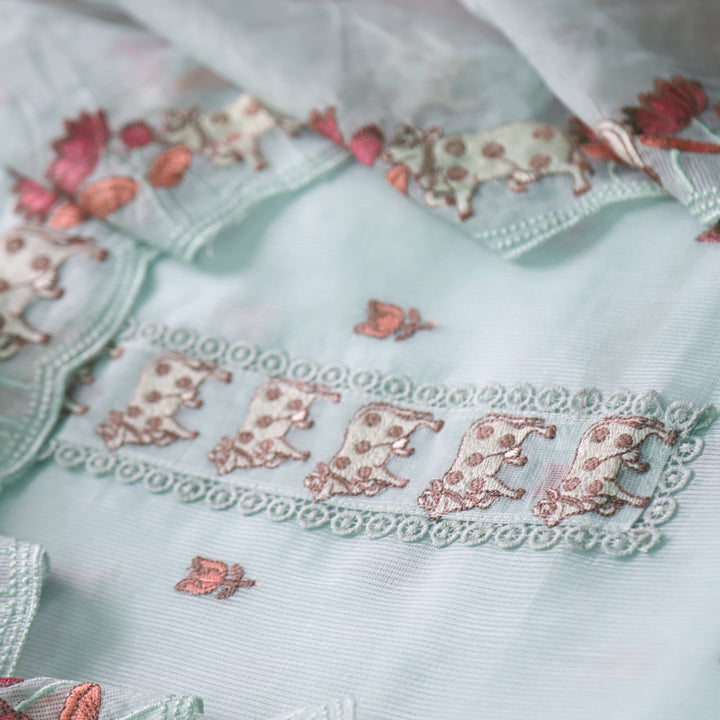 Khayal Cold Mint Green Pichwai Thread Embroidery Neck Work Kota Doriya Set