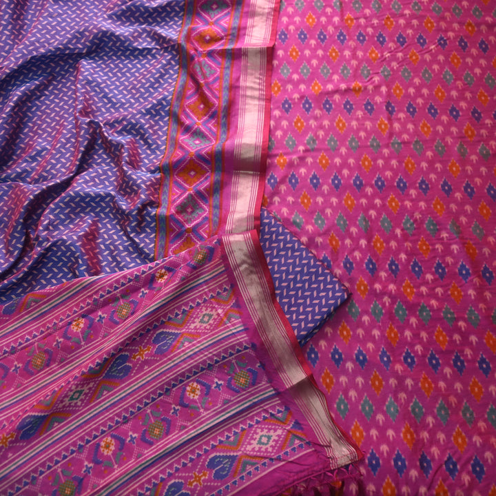 Rohini Magenta Purple All Over Patola Shadow Printed Work Muslin Silk Suit Set