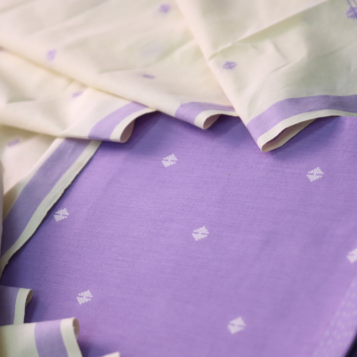 Wamiqa Lavender Purple All Over Thread Weaved Buti Work Cotton Suit Set
