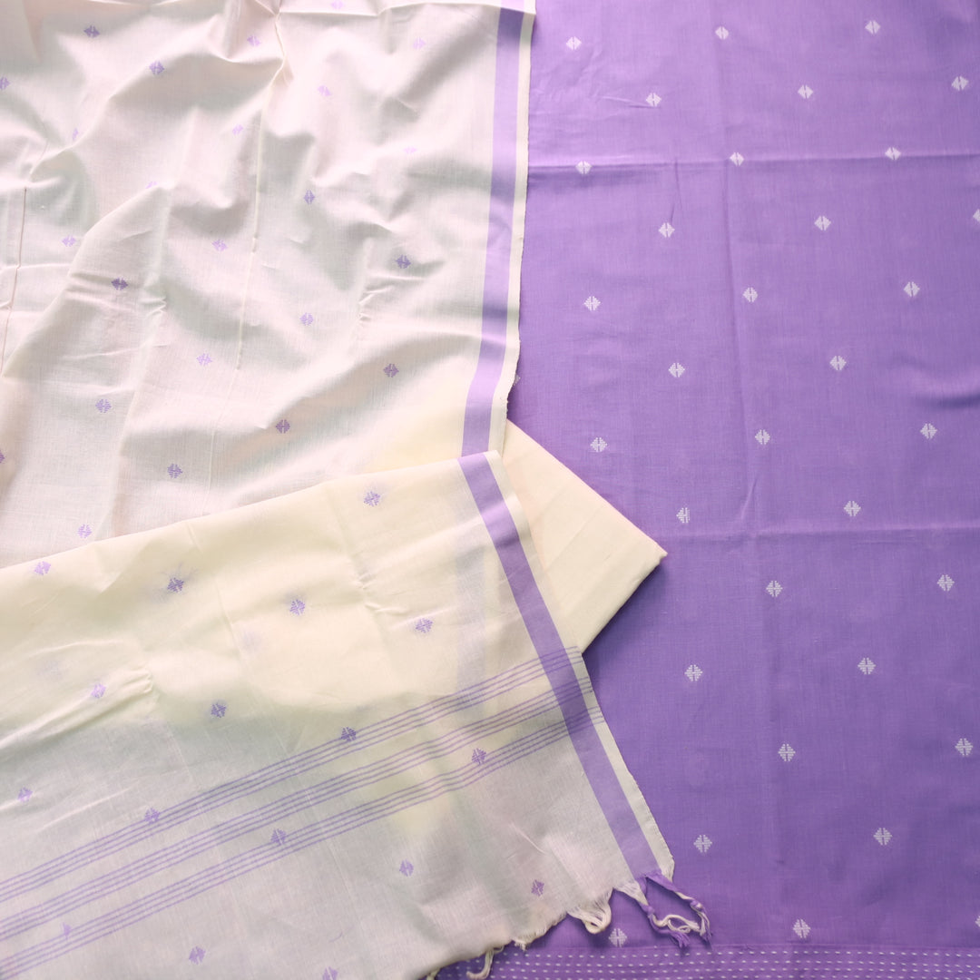 Wamiqa Lavender Purple All Over Thread Weaved Buti Work Cotton Suit Set