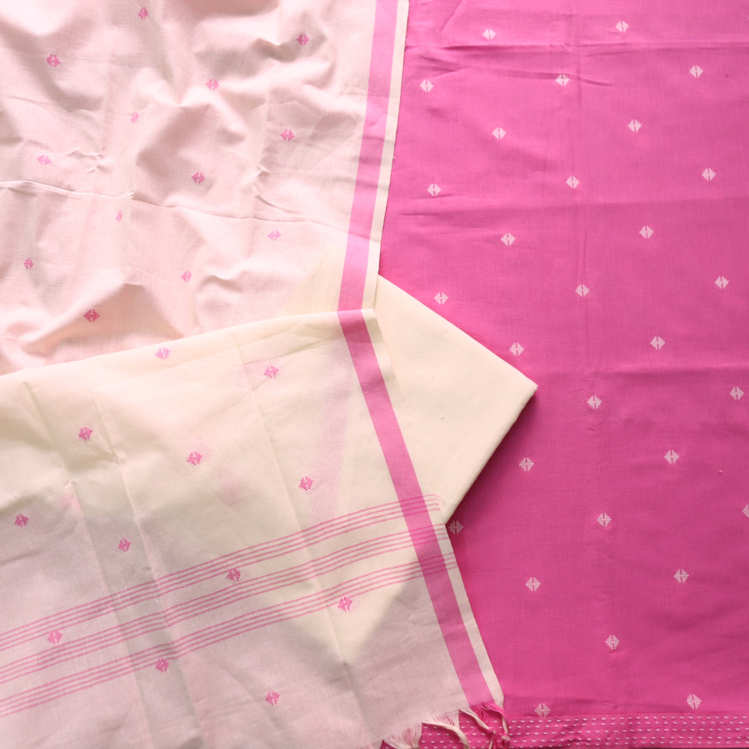 Wamiqa Barbie Pink All Over Thread Weaved Buti Work Cotton Suit Set
