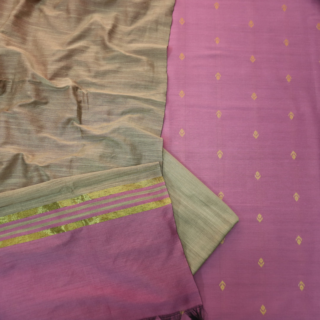 Premika Rosy Pink All Over Thread Weaved Work Cotton Silk Suit Set
