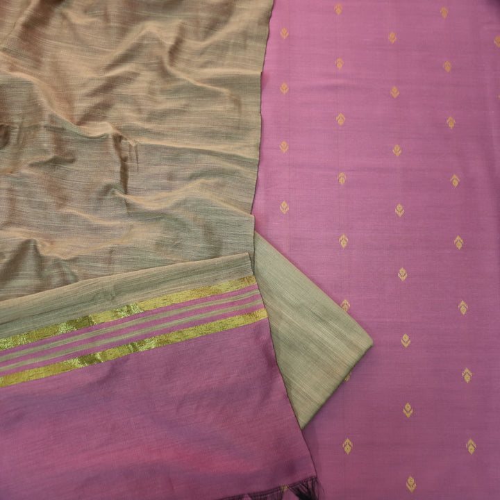 Premika Rosy Pink All Over Thread Weaved Work Cotton Silk Suit Set