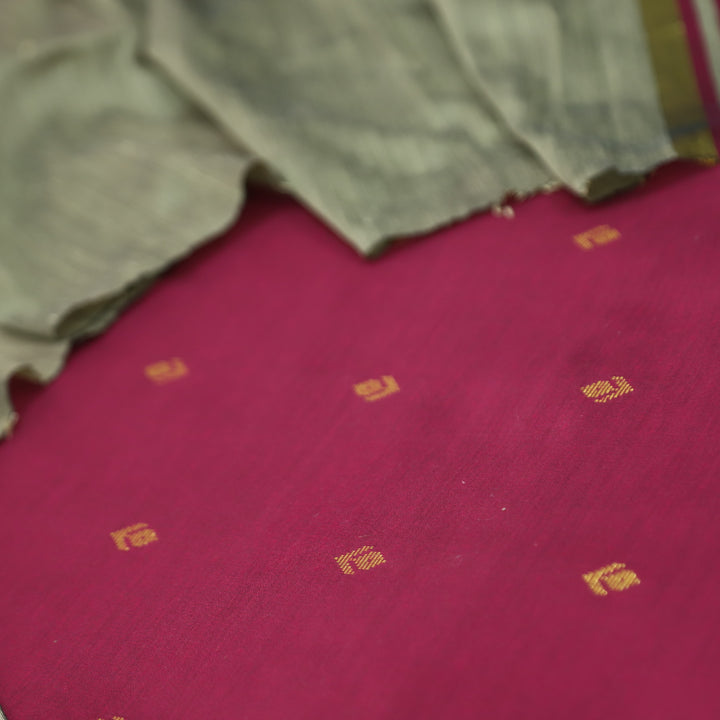 Premika Magenta Pink All Over Thread Weaved Work Cotton Silk Suit Set