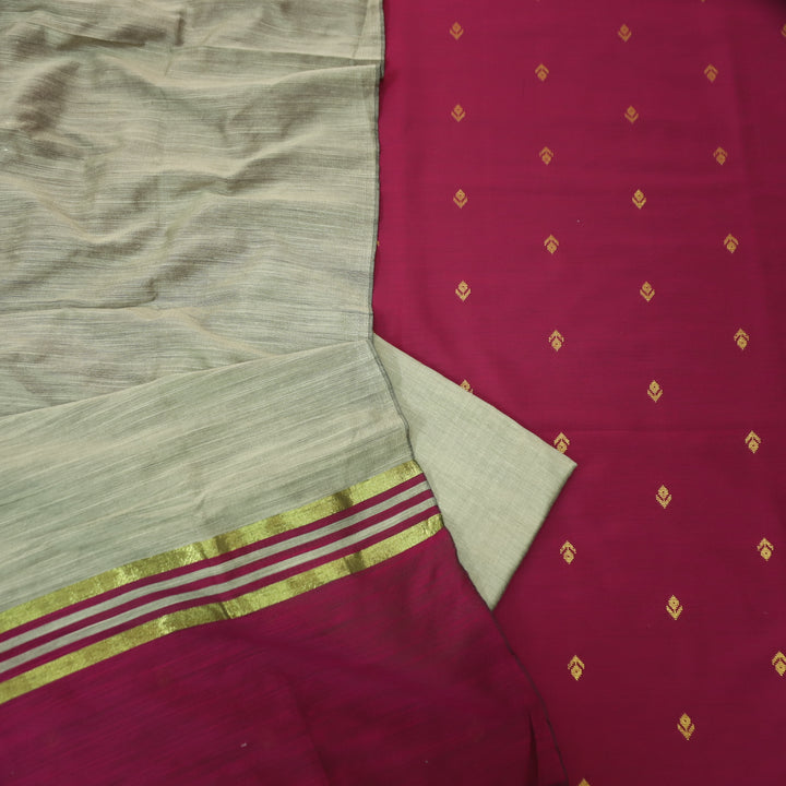 Premika Magenta Pink All Over Thread Weaved Work Cotton Silk Suit Set