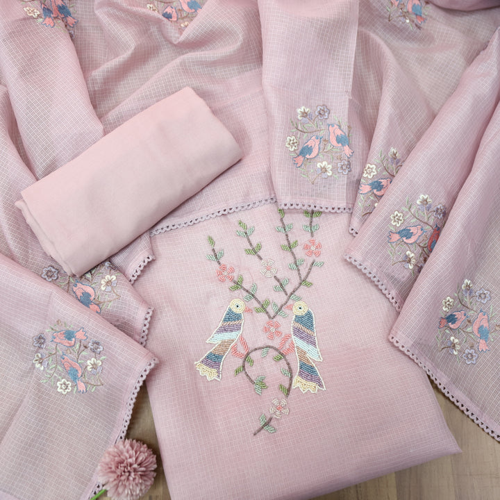Swaroop Tulip Lilac Moti Work On Neck in Bird Style Kota Doriya Suit Set