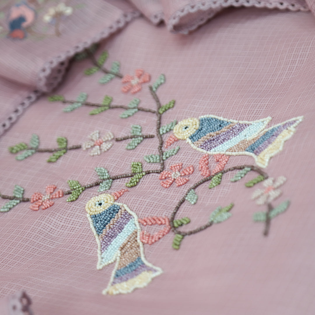 Swaroop Tulip Lilac Moti Work On Neck in Bird Style Kota Doriya Suit Set