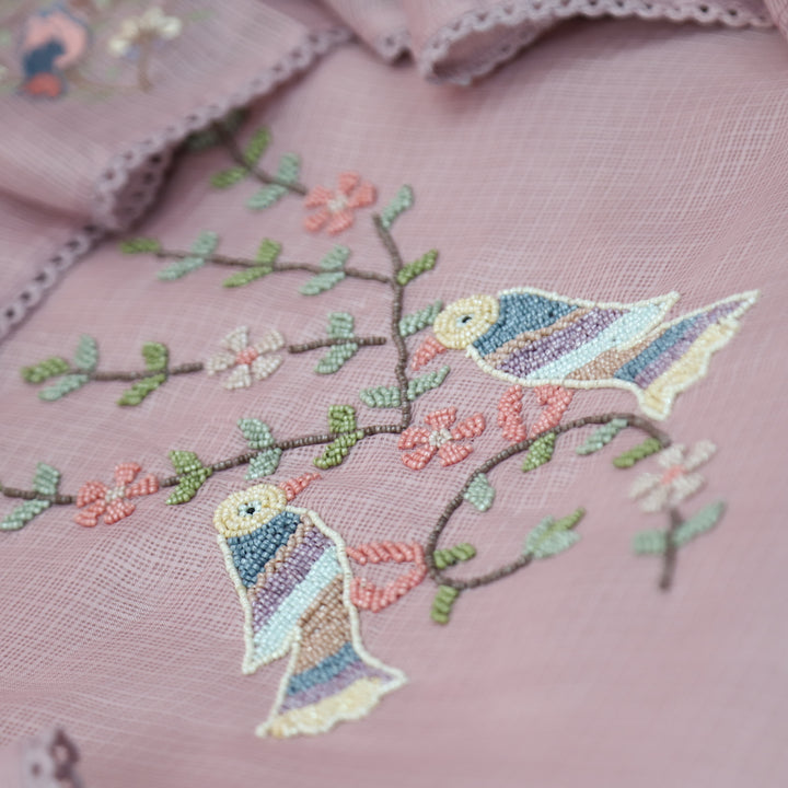 Swaroop Tulip Lilac Moti Work On Neck in Bird Style Kota Doriya Suit Set