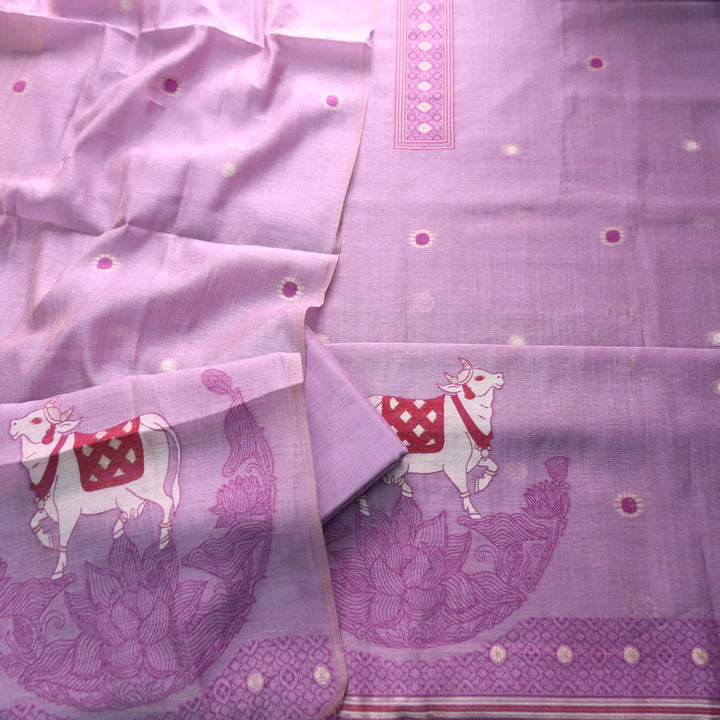 Svroop Orchid Purple Pichwai Authentic Jamdani Weaved Hem Chanderi Suit Set