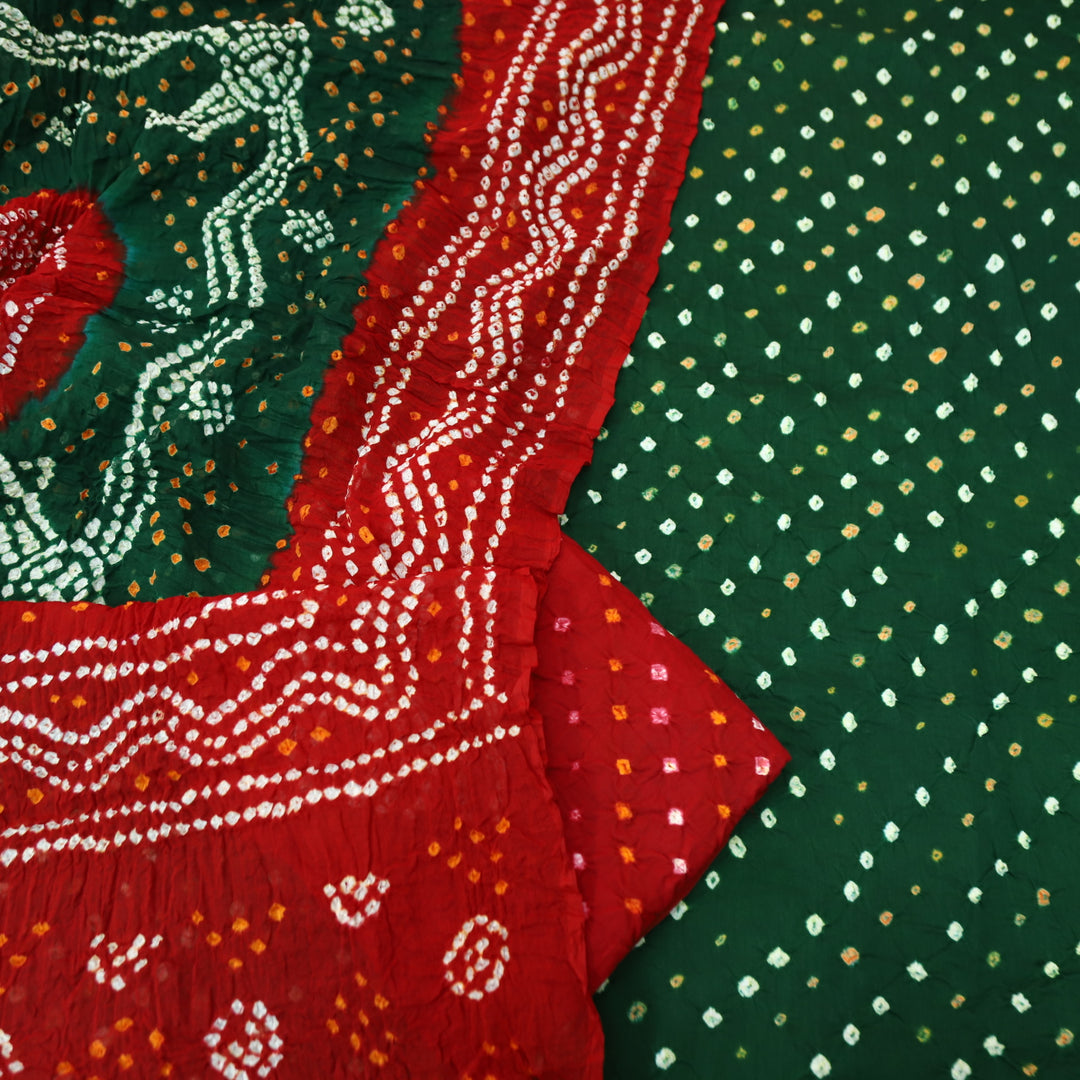 Sohini Sacraemnto Green All Over Authentic Bandhej Work Cotton Suit Set