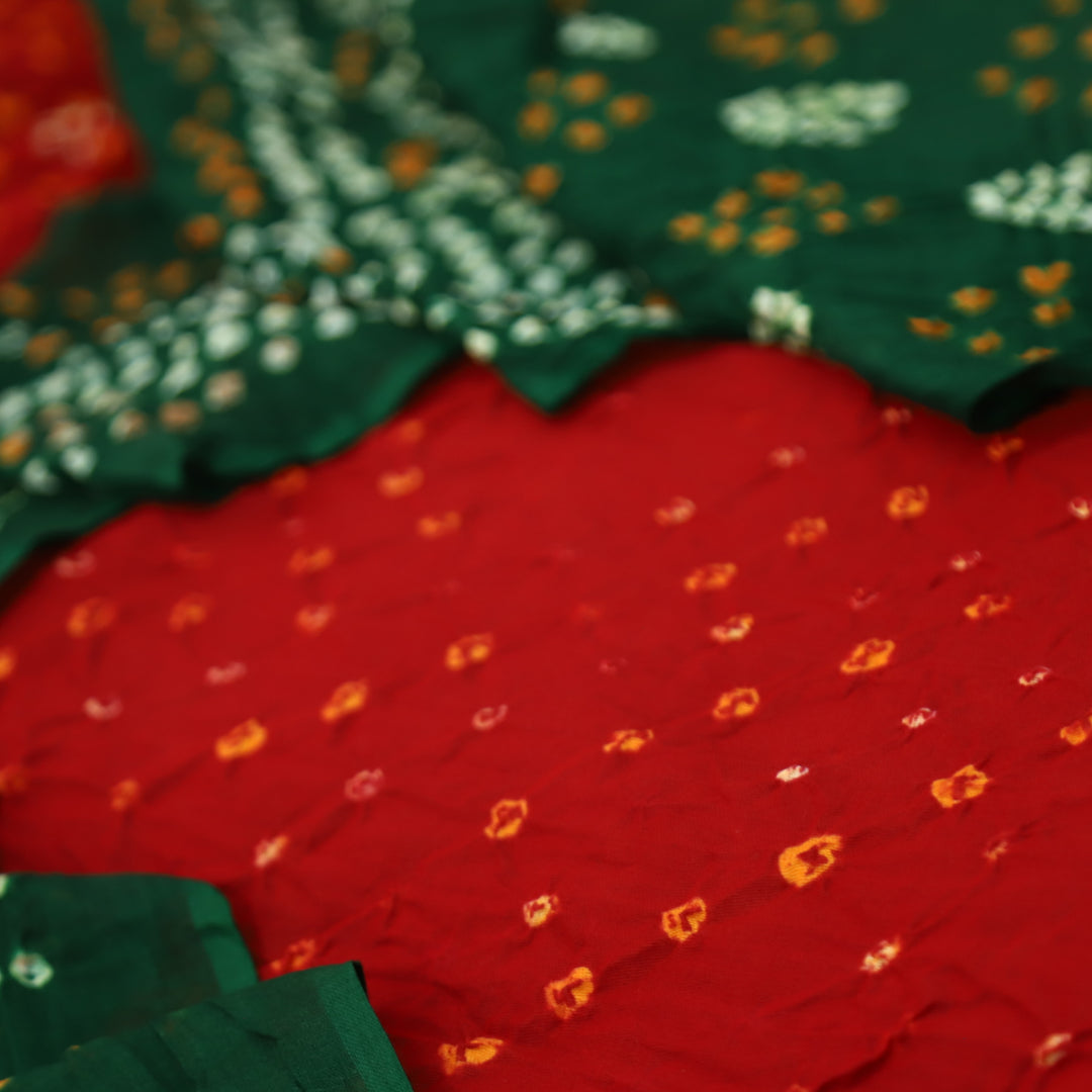 Sohini Bright Red All Over Authentic Bandhej Work Cotton Suit Set
