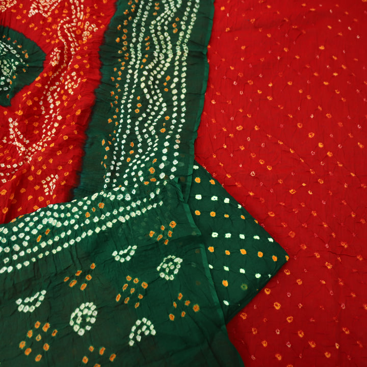 Sohini Bright Red All Over Authentic Bandhej Work Cotton Suit Set