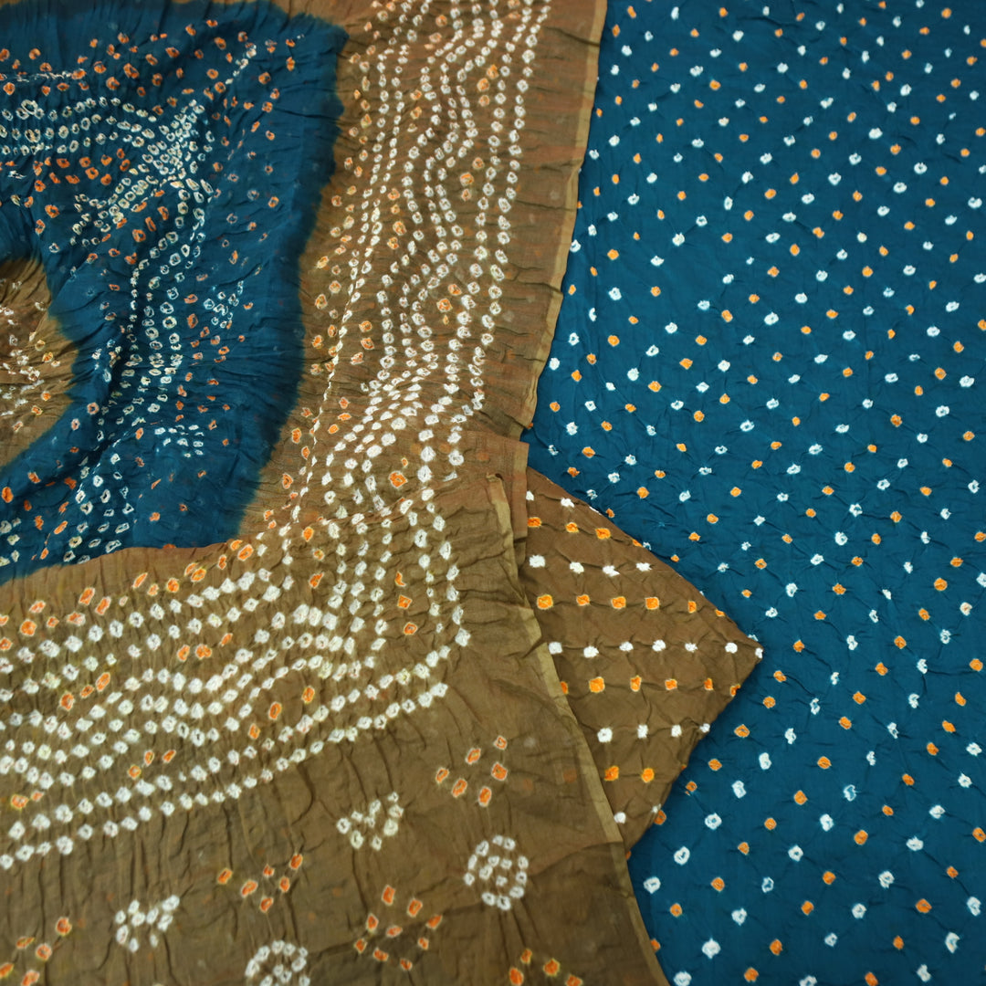 Sohini Sapphire Blue All Over Authentic Bandhej Work Cotton Suit Set